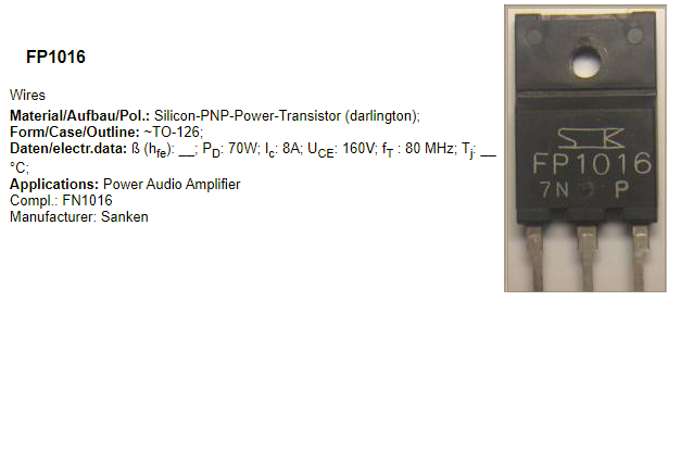 دیتاشیت ترانزیستور FP1016 Transistor datasheet