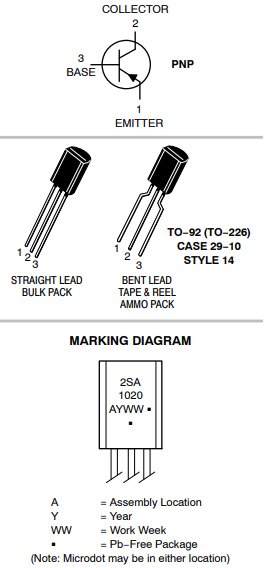 دیتاشیت ترانزیستور A1020 Transistor datasheet