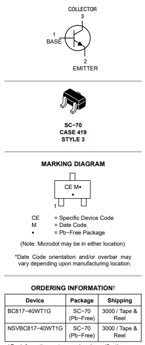 دیتاشیت ترانزیستور BC817 Transistor datasheet