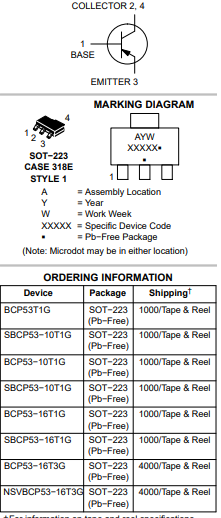 دیتاشیت ترانزیستور BCP53 Transistor datasheet