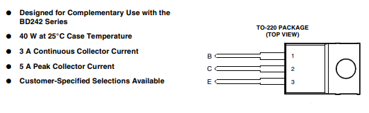 دیتاشیت ترانزیستور BD241 Transistor datasheet