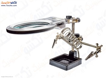 گیره مونتاژ ذره بین دار به همراه پایه هویه JM508-A